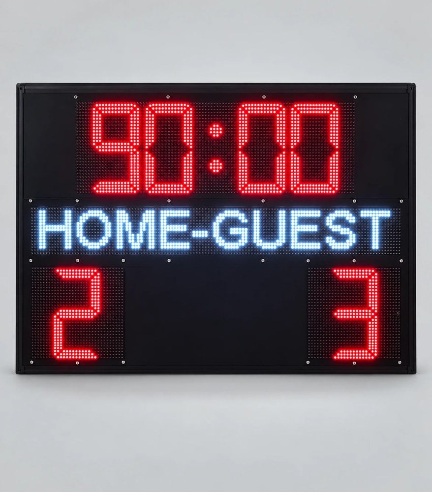 Futbol skorbord 100 x 140 cm, 90:00 maç süresi ve 2-3 skor gösterimi