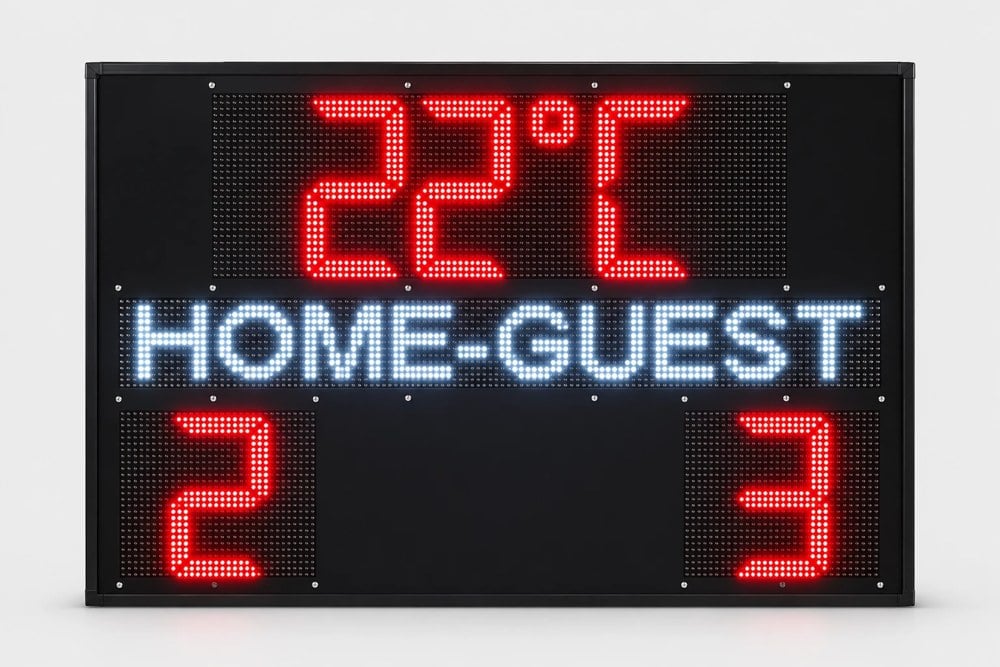 Futbol skorbord sıcaklık görünümü, 22 °C