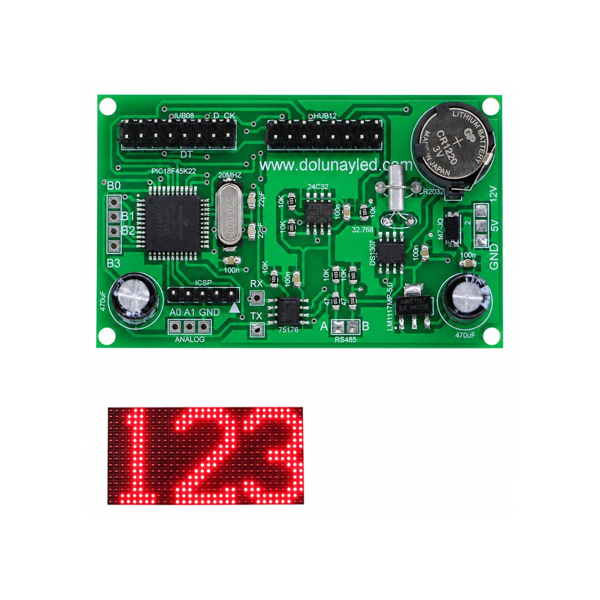 Askıda Ekmek Sayıcı P10 Panel Kartı 16cm x 32cm 0-999